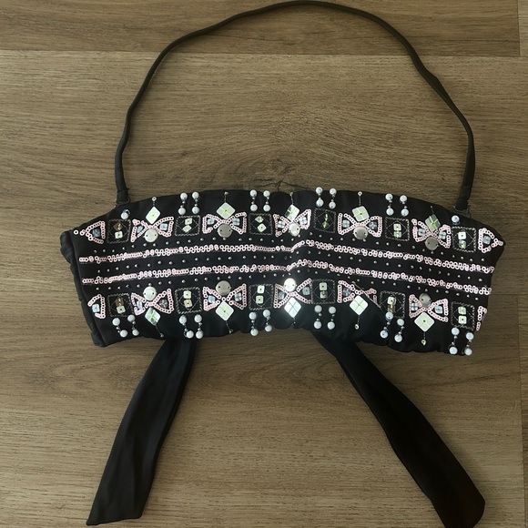 Victorias Secret Vintage Black Sequin & Beaded Bikini Top –EUC - Picture 4 of 8
